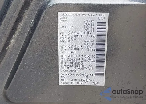 2014 Nissan Pathfinder Sv from USA, damaged, VIN 5N1AR2MN9EC642780